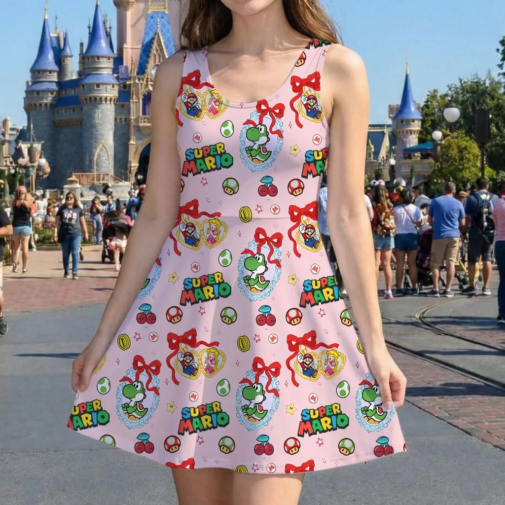 Super Mario Character Pattern Mommy & Me Dress, Mama Mini Family Matching Outfit - Image 5