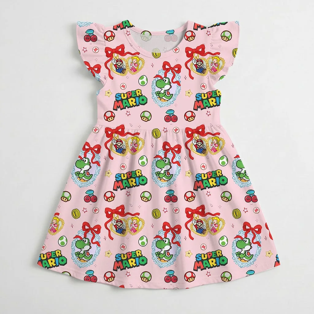 Super Mario Character Pattern Mommy & Me Dress, Mama Mini Family Matching Outfit - Image 3