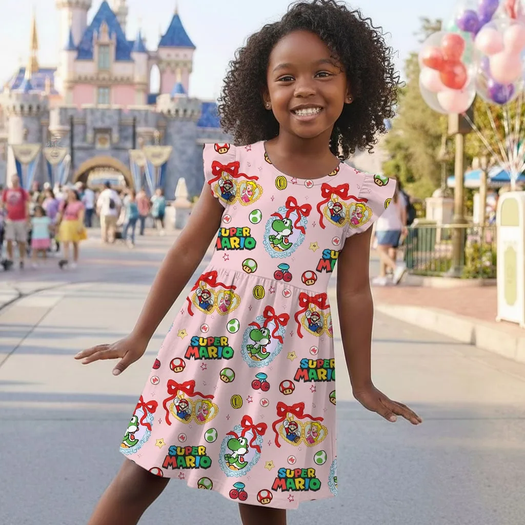 Super Mario Character Pattern Mommy & Me Dress, Mama Mini Family Matching Outfit - Image 6