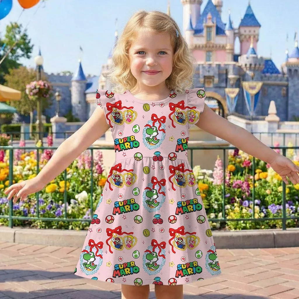 Super Mario Character Pattern Mommy & Me Dress, Mama Mini Family Matching Outfit - Image 7