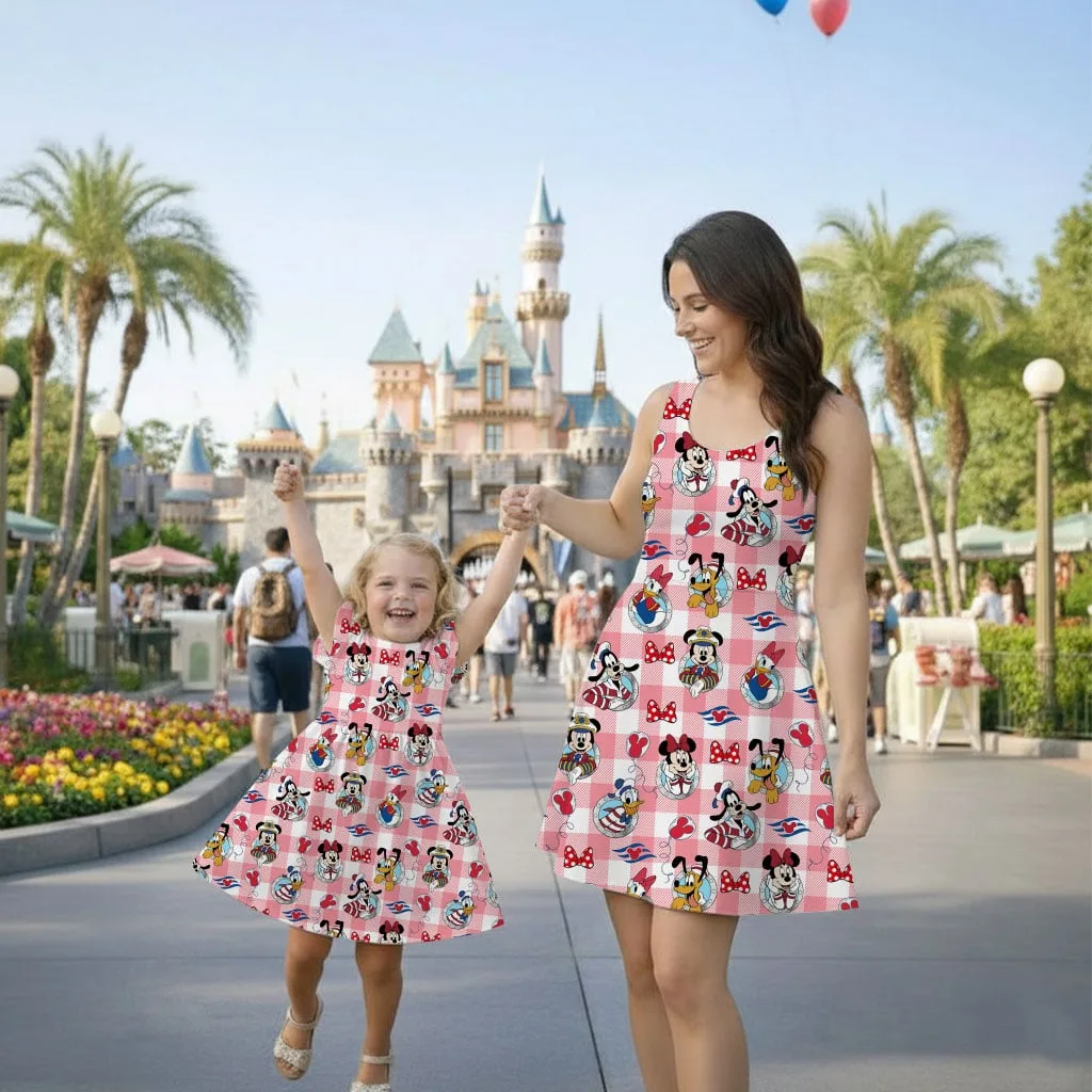 Disney Mickey Boat Cabin Pattern Mommy & Me Dress, Mama Mini Family Matching Outfit - Image 2