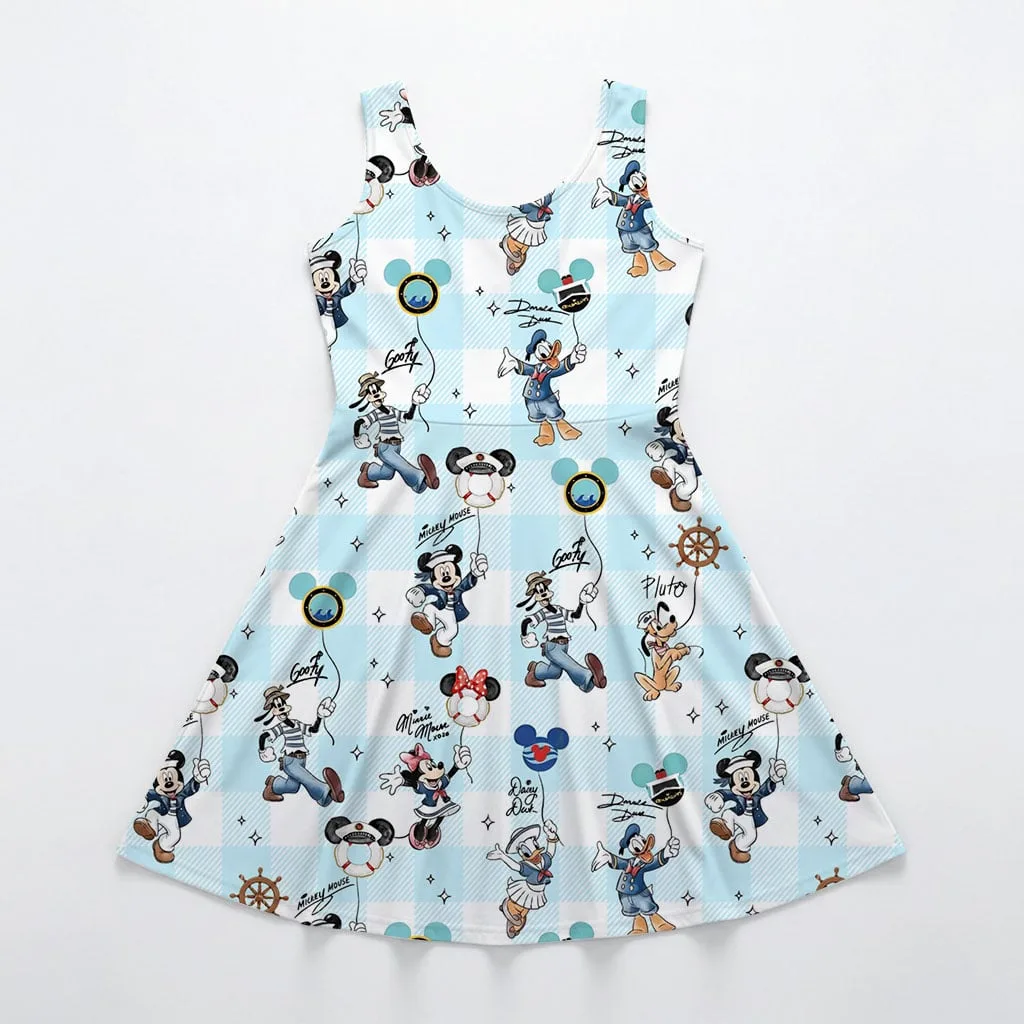 Disney Mickey and Friends Sailor Pattern Mommy & Me Dress, Mama Mini Family Matching Outfit - Image 3