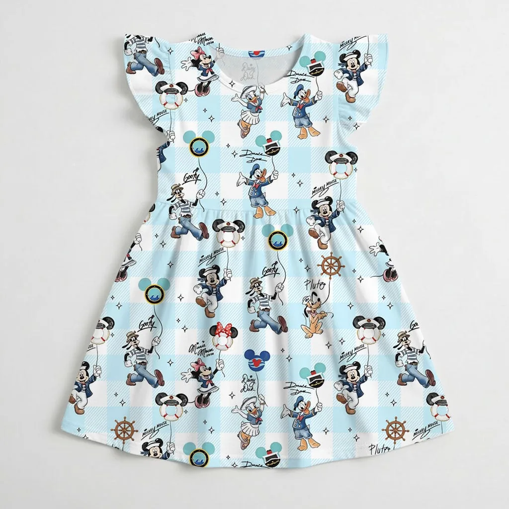 Disney Mickey and Friends Sailor Pattern Mommy & Me Dress, Mama Mini Family Matching Outfit - Image 4