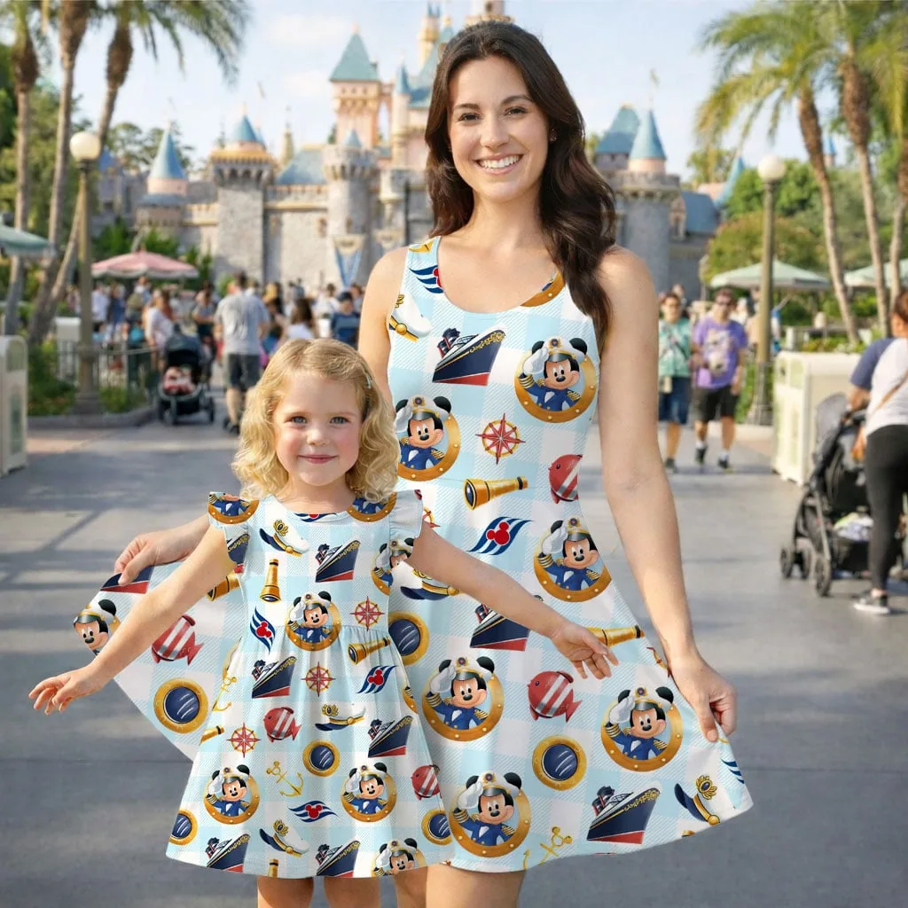 Disney Mickey Boat Pattern Mommy & Me Dress, Mama Mini Family Matching Outfit - Image 2