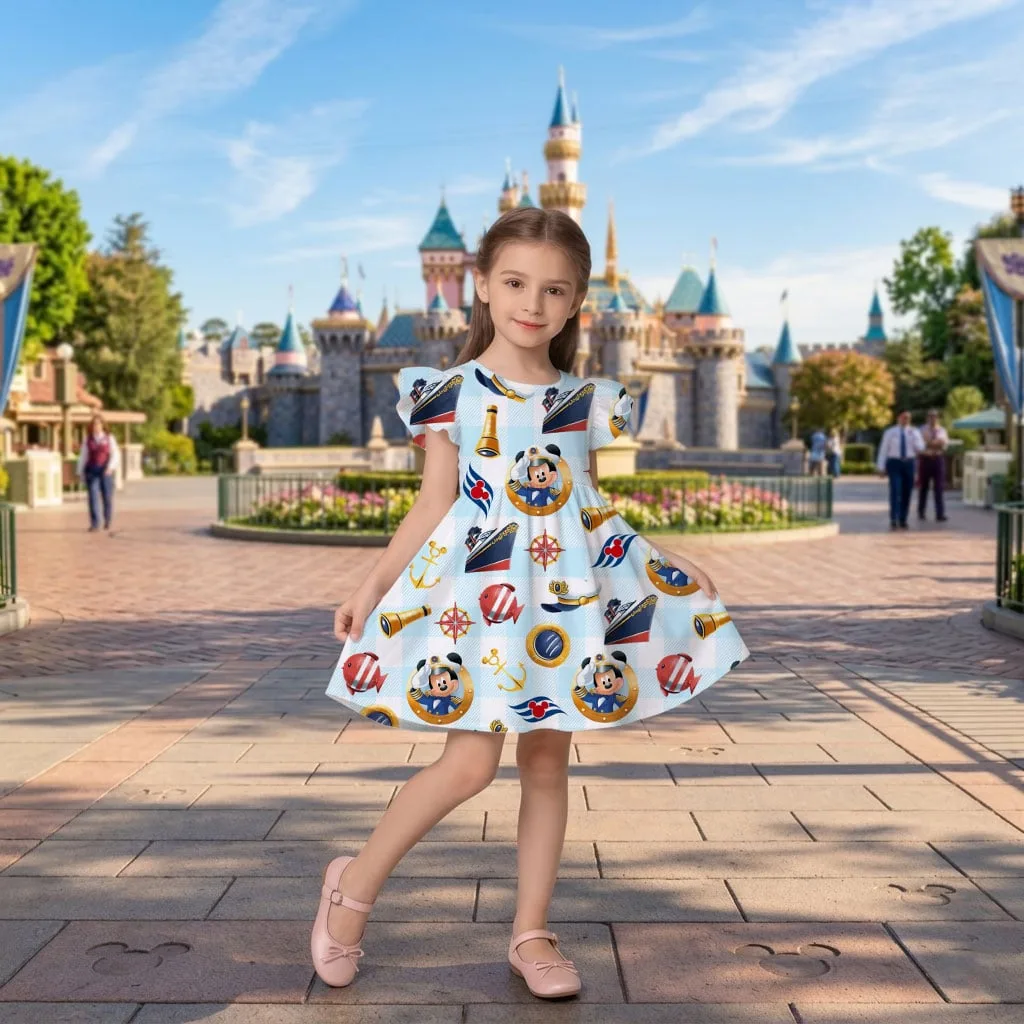 Disney Mickey Boat Pattern Mommy & Me Dress, Mama Mini Family Matching Outfit - Image 9