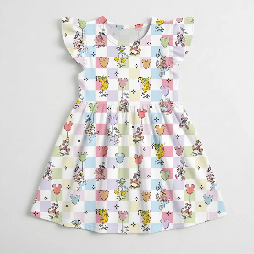 Disney Mickey and Friends Colorful Character Pattern Mommy & Me Dress, Mama Mini Family Matching Outfit - Image 4