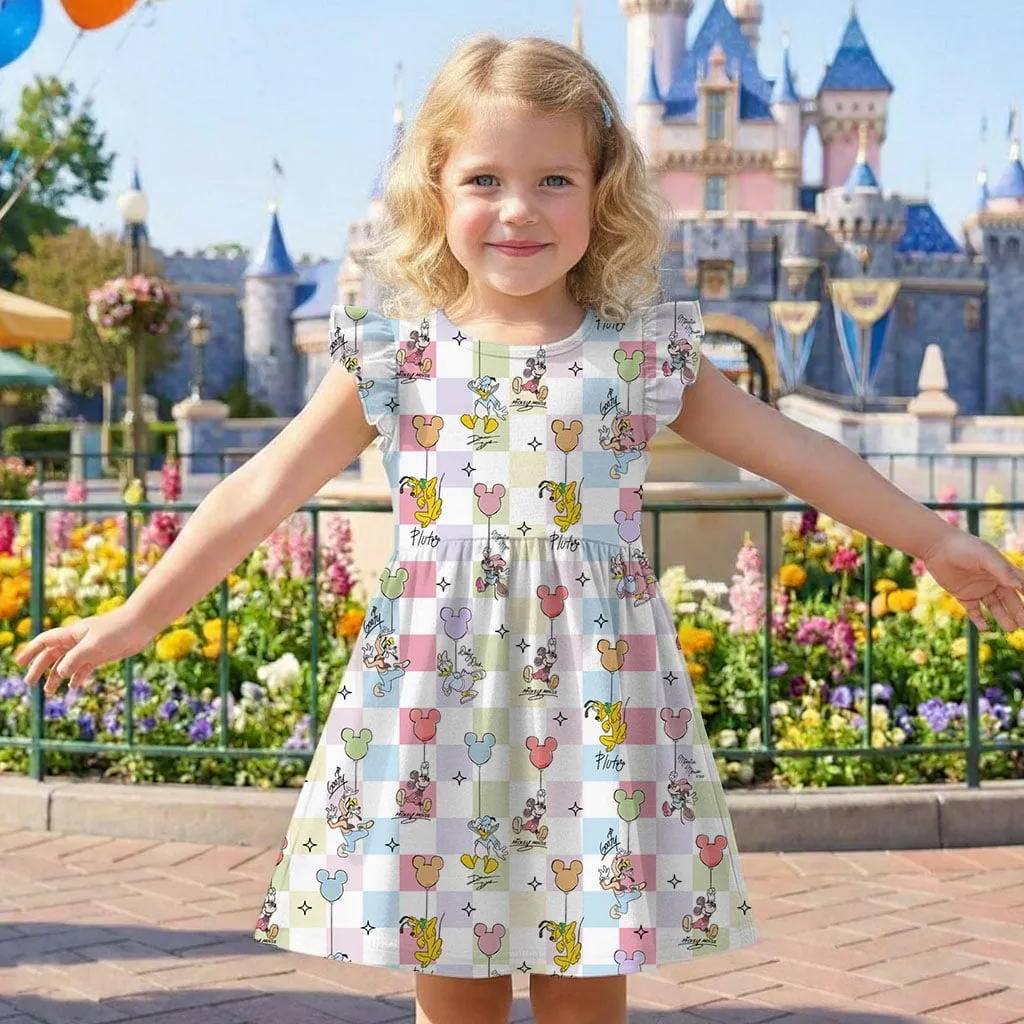 Disney Mickey and Friends Colorful Character Pattern Mommy & Me Dress, Mama Mini Family Matching Outfit - Image 8