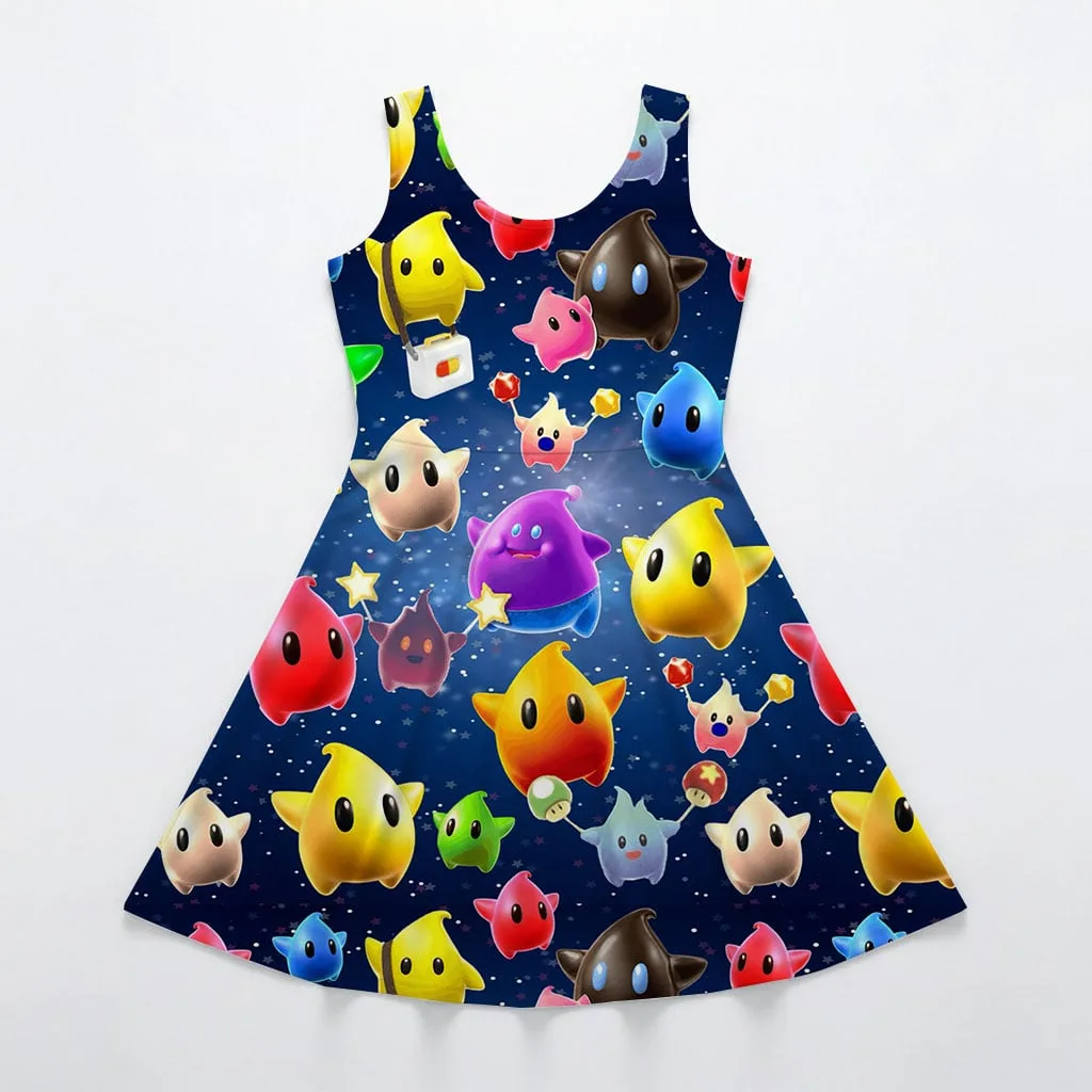 Super Mario Galaxy Character Pattern Mommy & Me Dress, Mama Mini Family Matching Outfit - Image 3