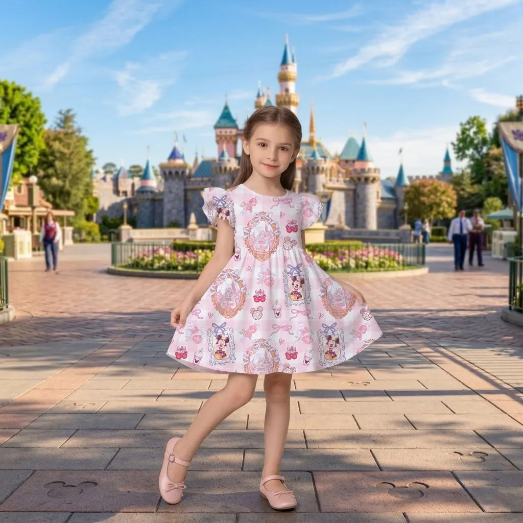 Disney Mickey Castle Pattern Mommy & Me Dress, Mama Mini Family Matching Outfit - Image 9
