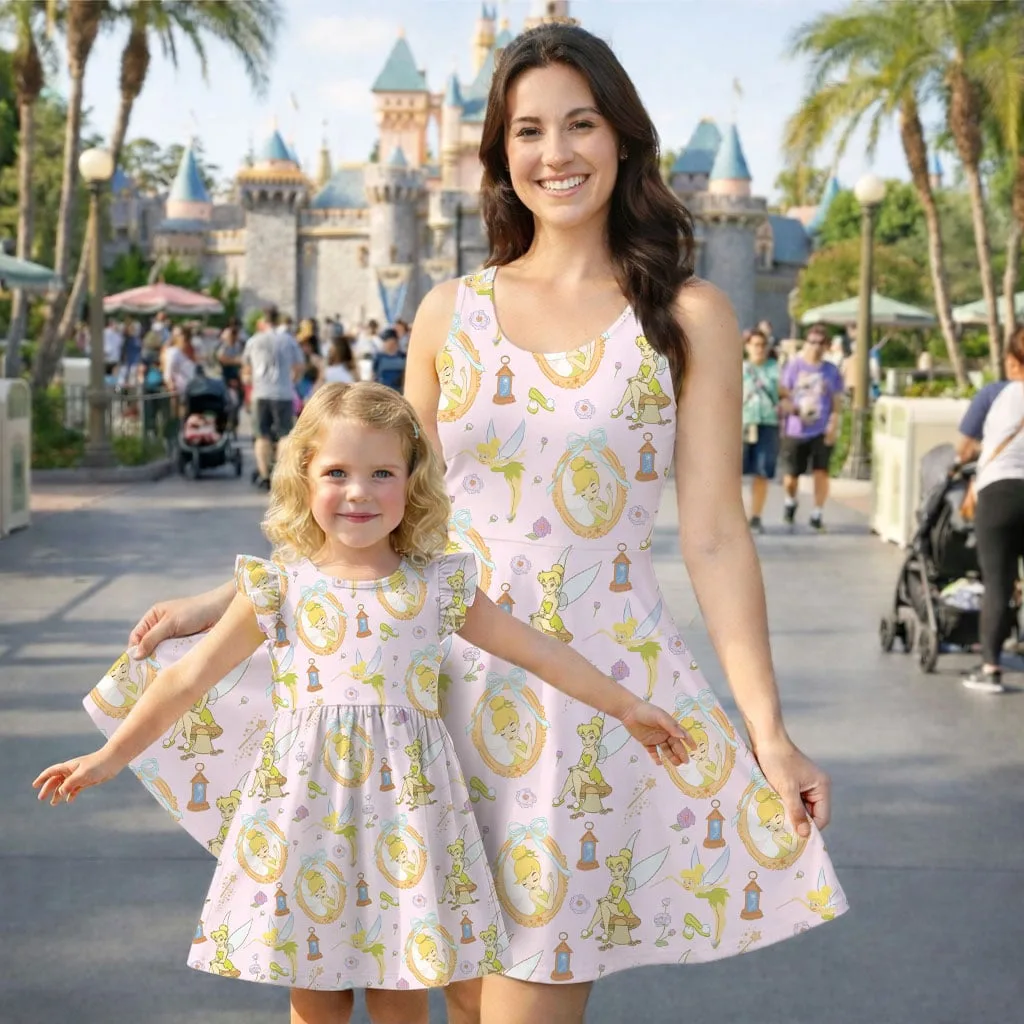Disney Tinker Bell Fairy Pattern Mommy & Me Dress, Mama Mini Family Matching Outfit - Image 2