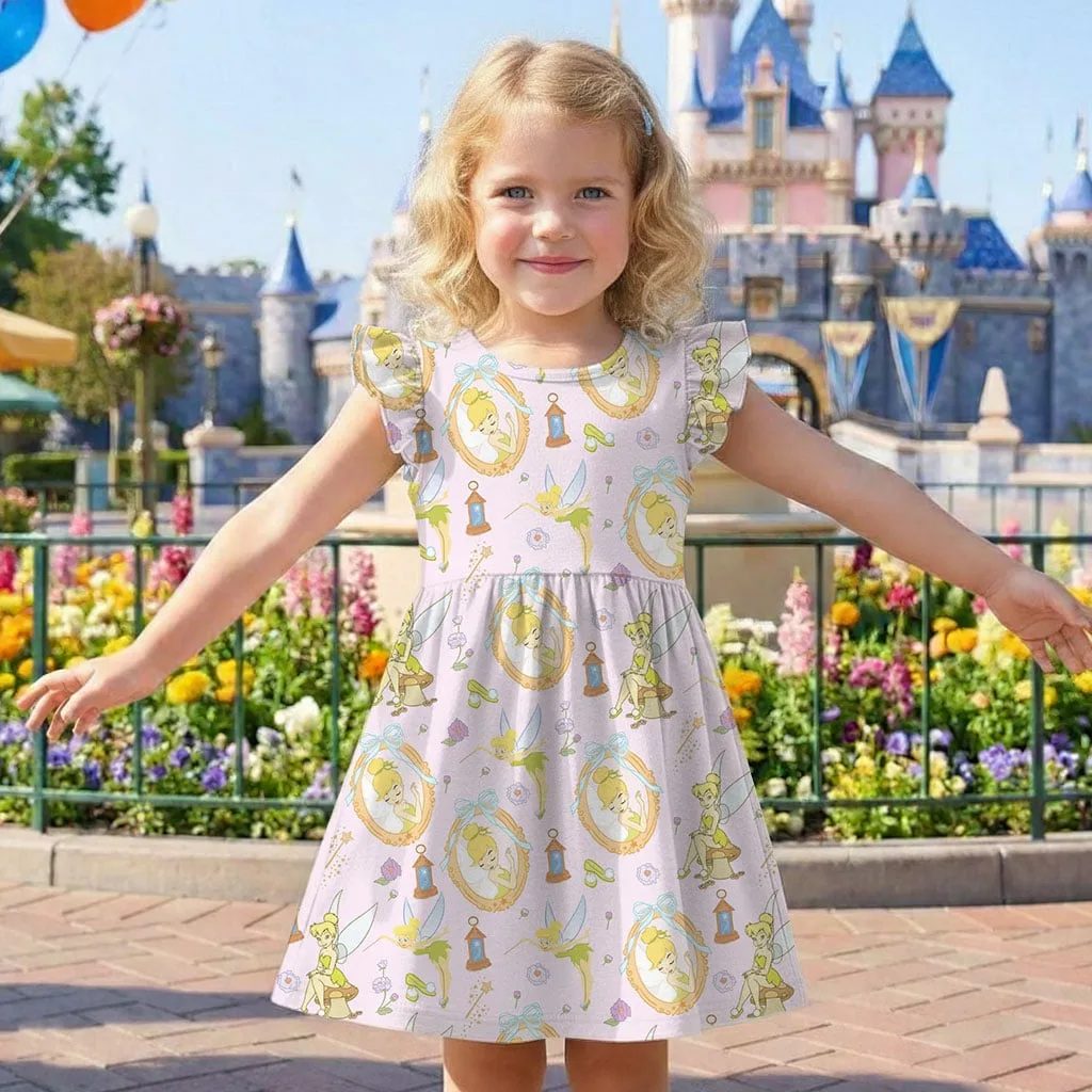 Disney Tinker Bell Fairy Pattern Mommy & Me Dress, Mama Mini Family Matching Outfit - Image 7