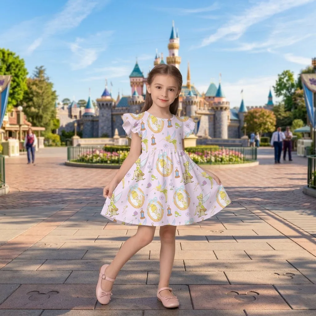 Disney Tinker Bell Fairy Pattern Mommy & Me Dress, Mama Mini Family Matching Outfit - Image 9
