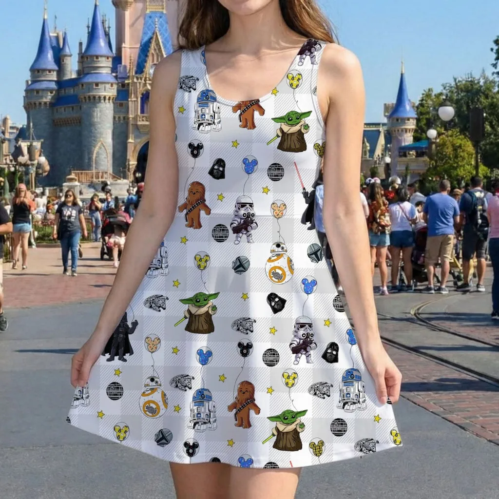 Disney Star Wars Mickey Balloon Pattern Mommy & Me Dress, Mama Mini Family Matching Outfit - Image 5