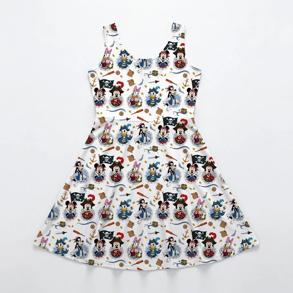 Disney Mickey Pirate Character Pattern Mommy & Me Dress, Mama Mini Family Matching Outfit - Image 3