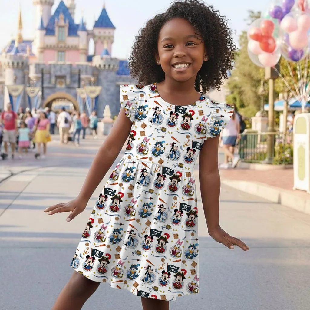 Disney Mickey Pirate Character Pattern Mommy & Me Dress, Mama Mini Family Matching Outfit - Image 6