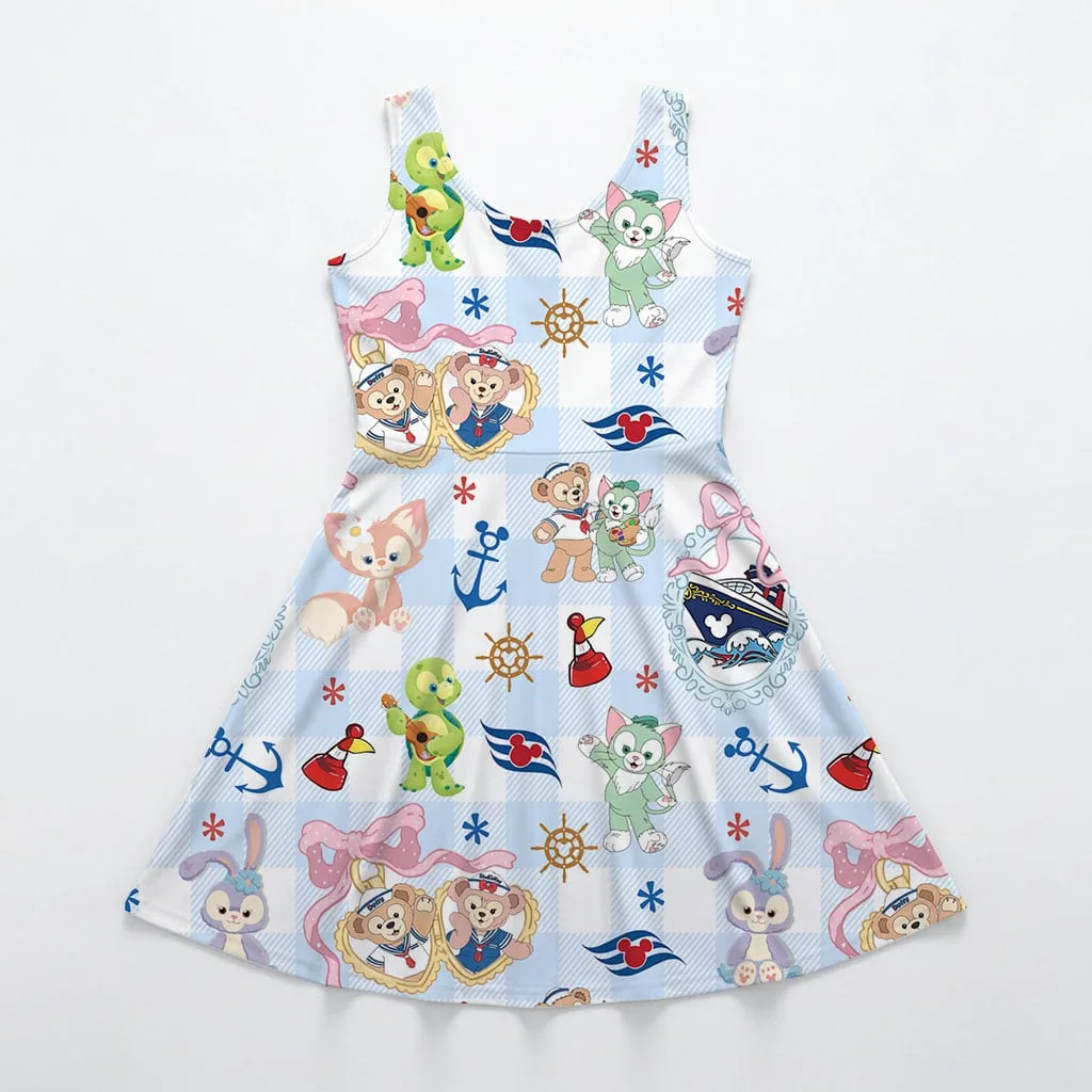 Disney Duffy and Friends Cruise Line Pattern Mommy & Me Dress, Mama Mini Family Matching Outfit - Image 3