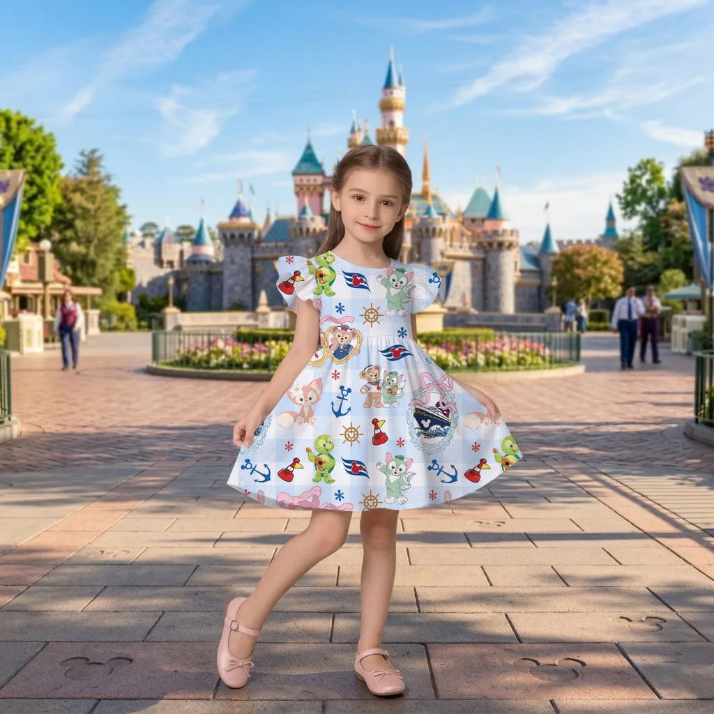 Disney Duffy and Friends Cruise Line Pattern Mommy & Me Dress, Mama Mini Family Matching Outfit - Image 9