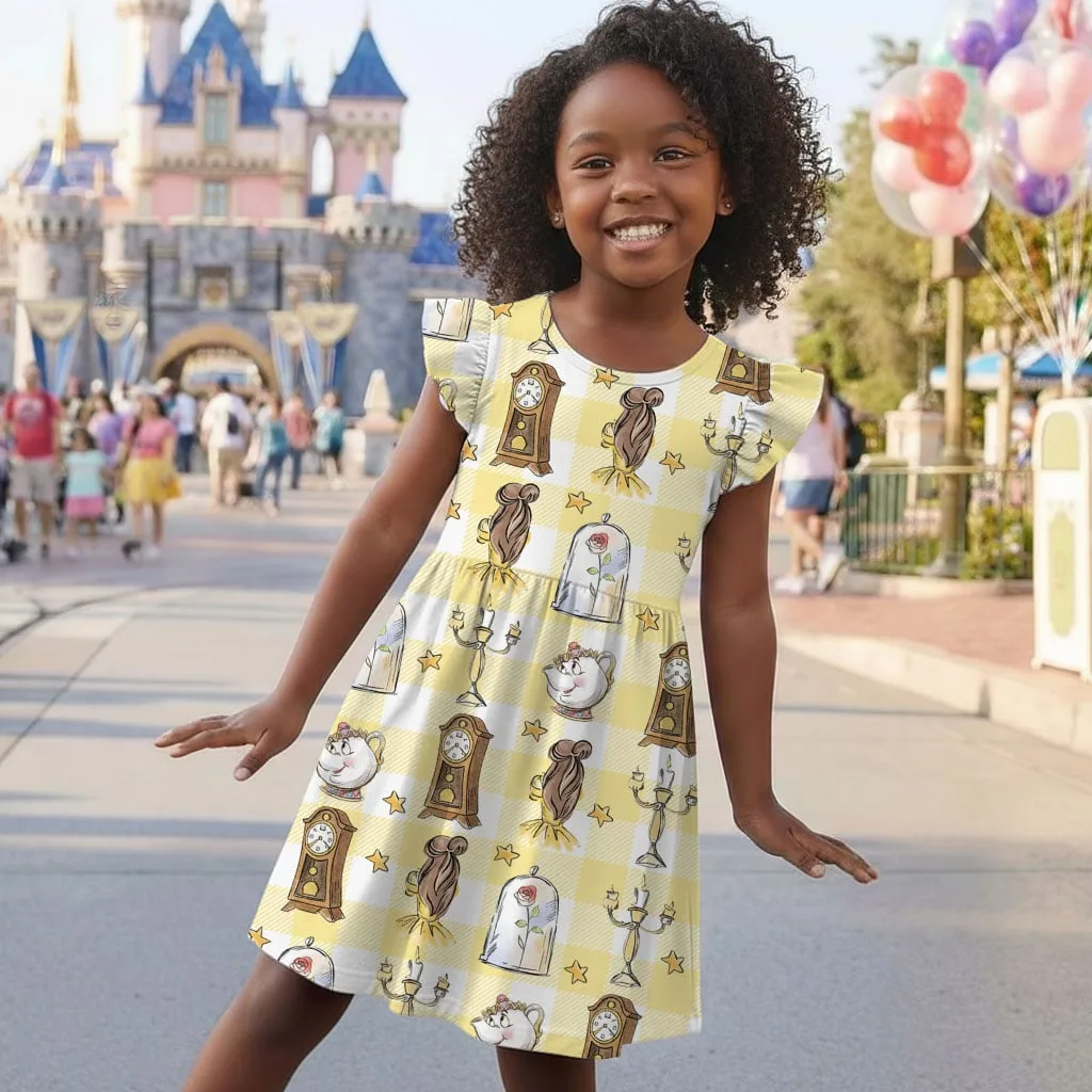 Disney Beauty and the Beast Pattern Mommy & Me Dress, Mama Mini Family Matching Outfit - Image 7