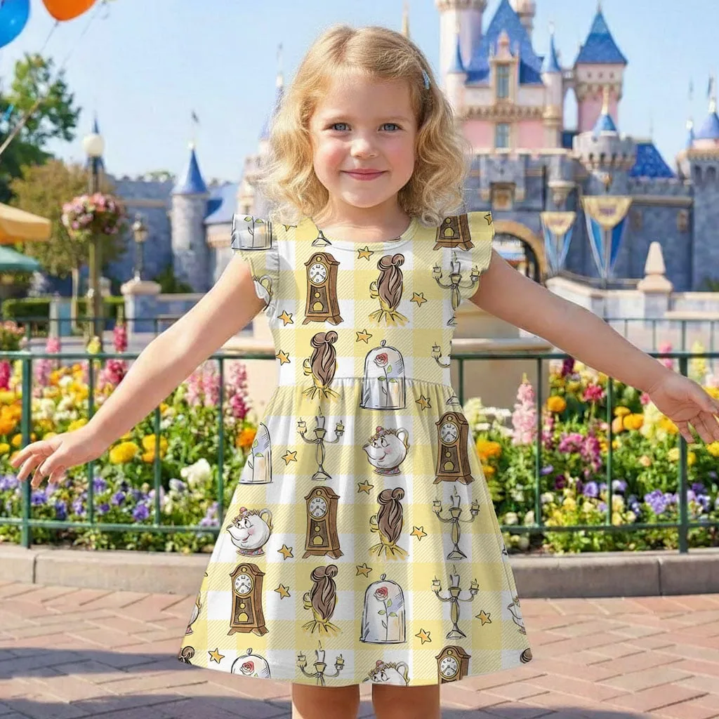 Disney Beauty and the Beast Pattern Mommy & Me Dress, Mama Mini Family Matching Outfit - Image 8