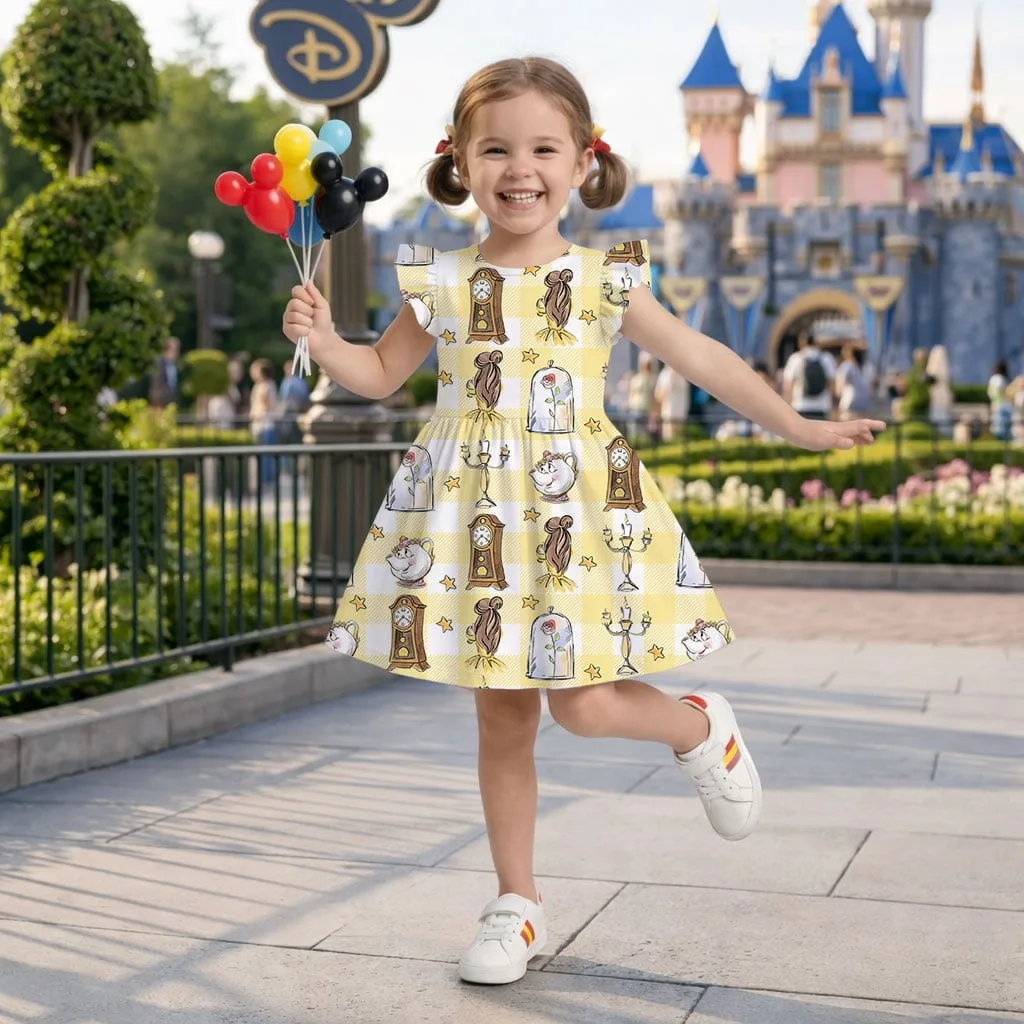 Disney Beauty and the Beast Pattern Mommy & Me Dress, Mama Mini Family Matching Outfit - Image 9