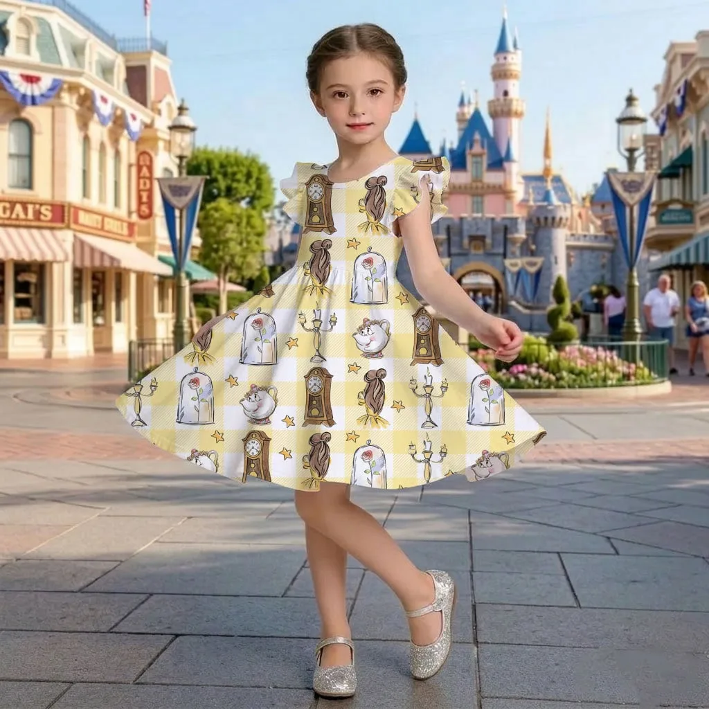 Disney Beauty and the Beast Pattern Mommy & Me Dress, Mama Mini Family Matching Outfit - Image 6
