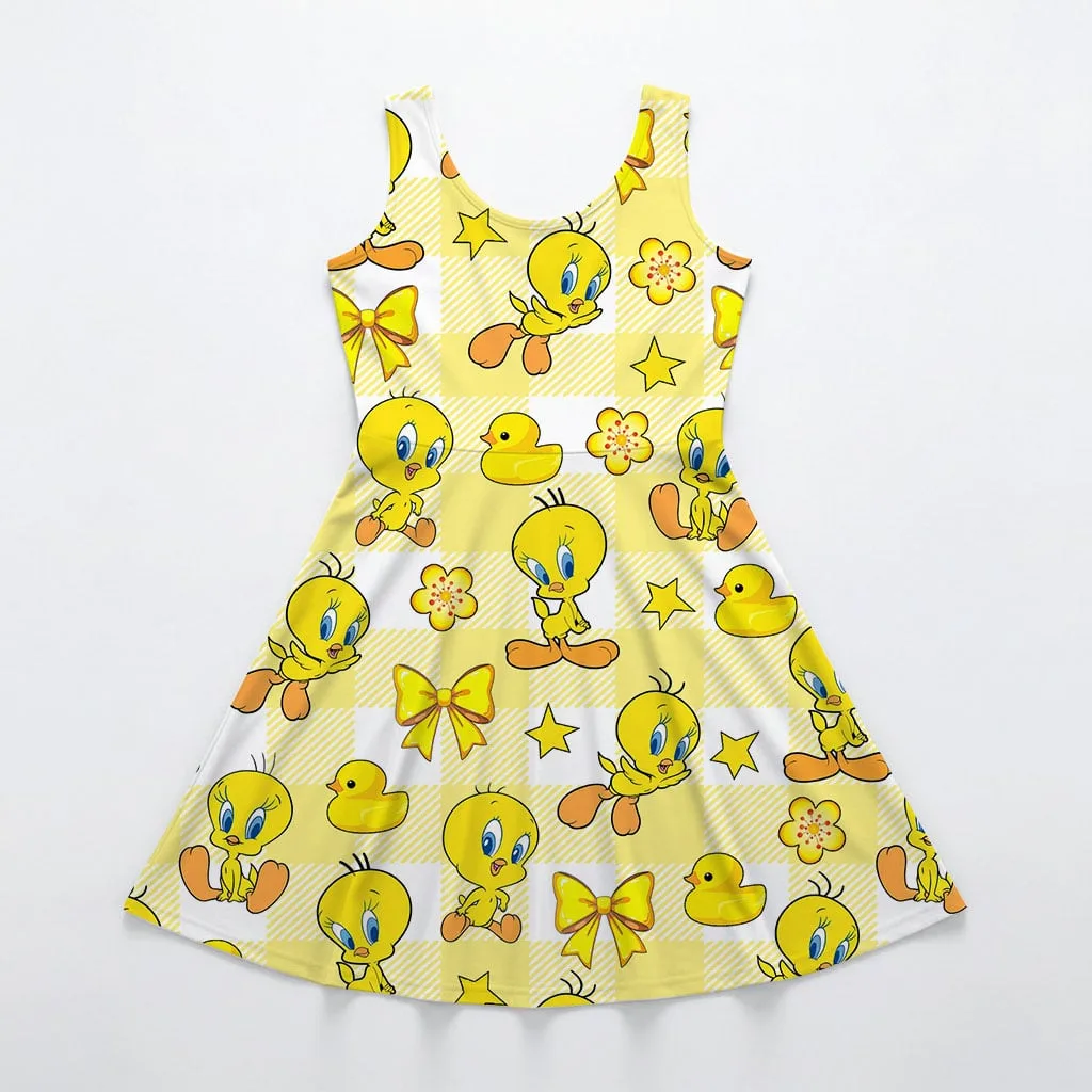 Tweety Bird Character Pattern Mommy & Me Dress, Mama Mini Family Matching Outfit - Image 3
