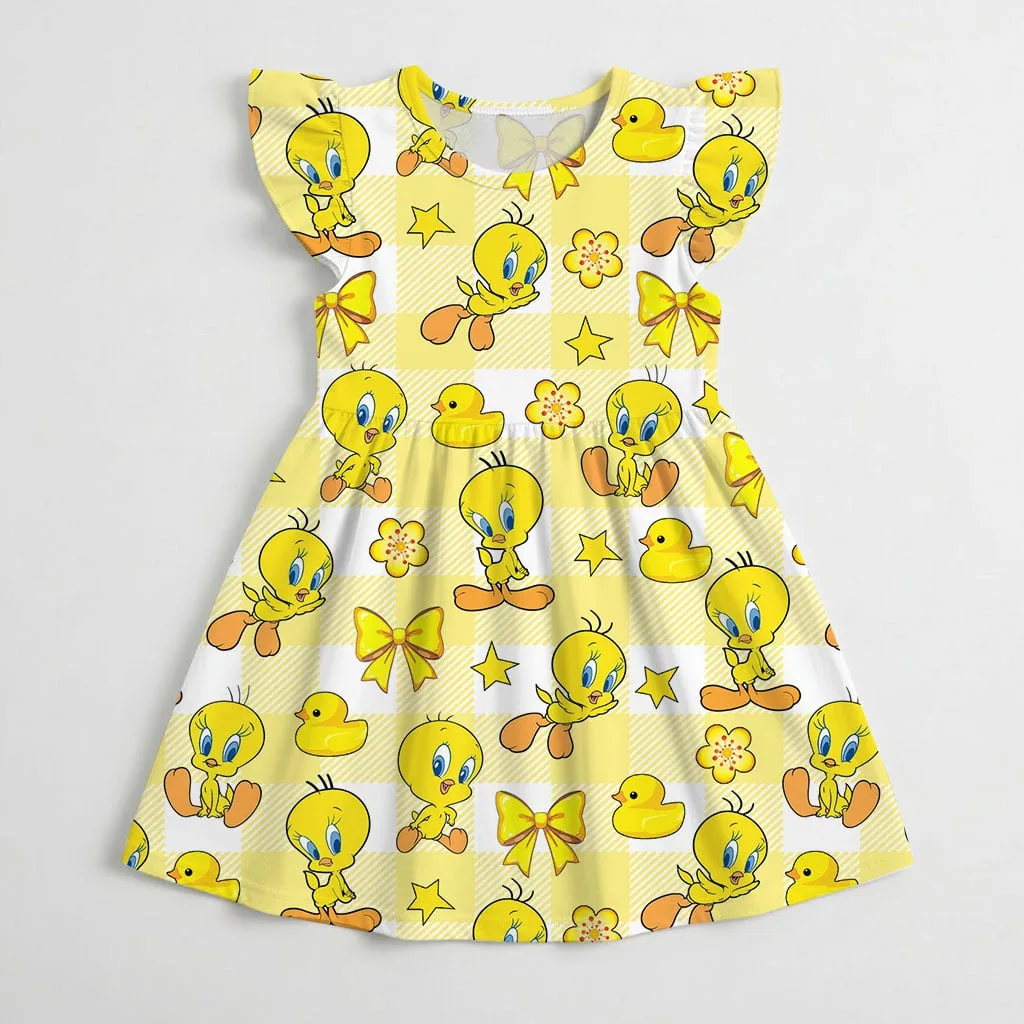 Tweety Bird Character Pattern Mommy & Me Dress, Mama Mini Family Matching Outfit - Image 4