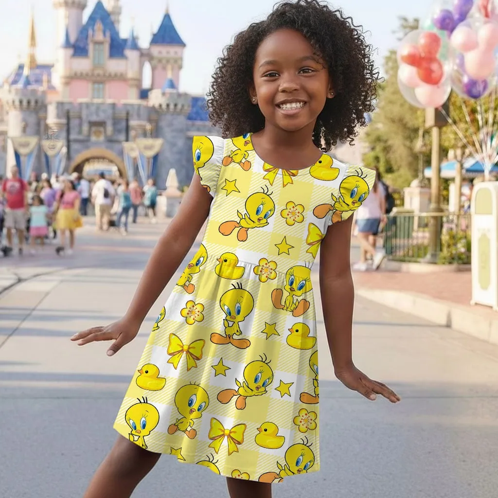 Tweety Bird Character Pattern Mommy & Me Dress, Mama Mini Family Matching Outfit - Image 6