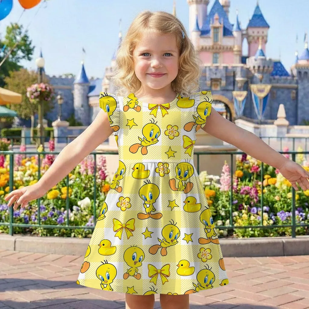 Tweety Bird Character Pattern Mommy & Me Dress, Mama Mini Family Matching Outfit - Image 7