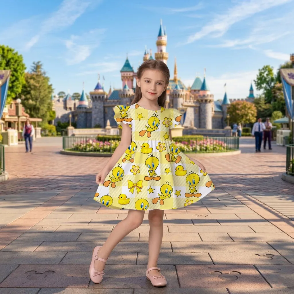 Tweety Bird Character Pattern Mommy & Me Dress, Mama Mini Family Matching Outfit - Image 9