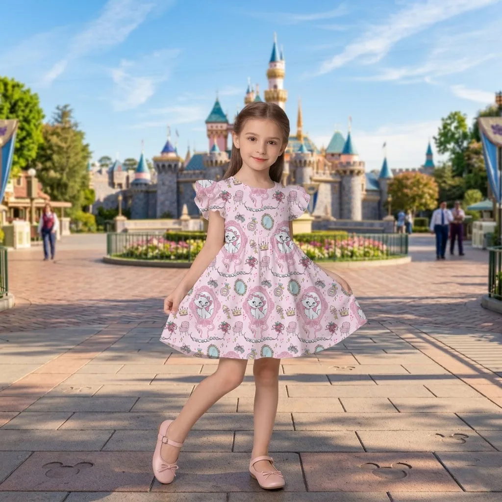 Disney Marie Pink Pattern Mommy & Me Dress, Mama Mini Family Matching Outfit - Image 9