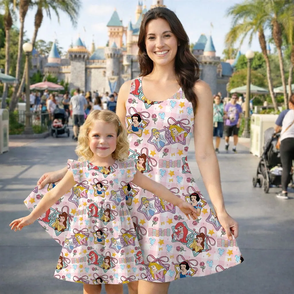 Disney Princess Star Pattern Mommy & Me Dress, Mama Mini Family Matching Outfit - Image 2
