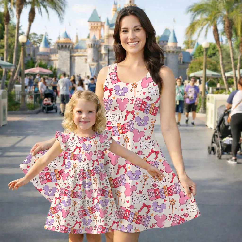 Disney Magical Character Pattern Mommy & Me Dress, Mama Mini Family Matching Outfit - Image 2