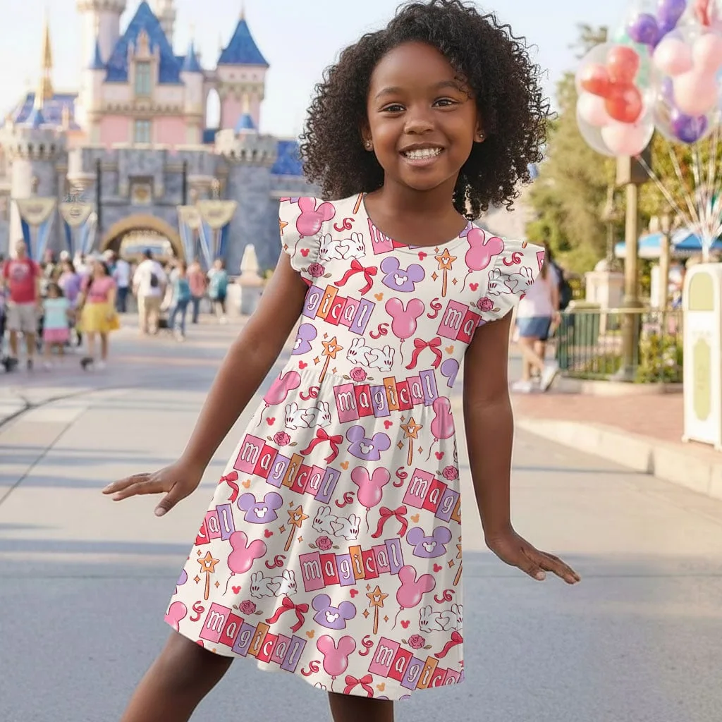 Disney Magical Character Pattern Mommy & Me Dress, Mama Mini Family Matching Outfit - Image 6