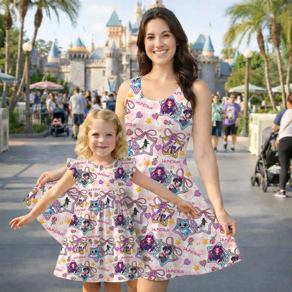 KPop Demon Hunters Star Pattern Mommy & Me Dress, Mama Mini Family Matching Outfit - Image 2