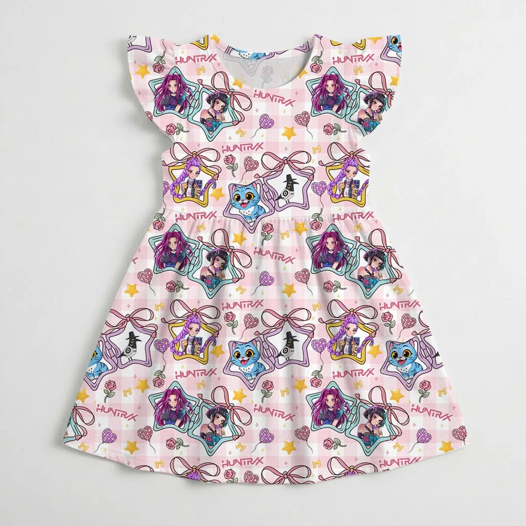 KPop Demon Hunters Star Pattern Mommy & Me Dress, Mama Mini Family Matching Outfit - Image 4