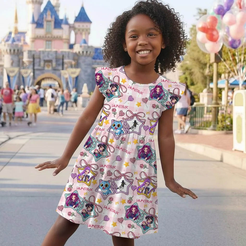 KPop Demon Hunters Star Pattern Mommy & Me Dress, Mama Mini Family Matching Outfit - Image 6