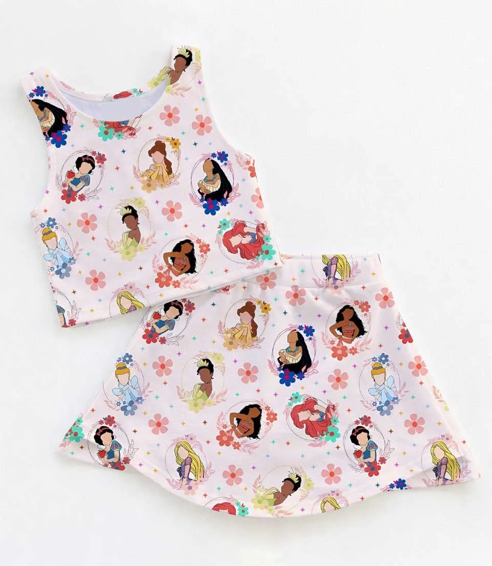 Retro Disney Princess Dress Set, Rapunzel Belle Cinderella Family Vacation Outfit