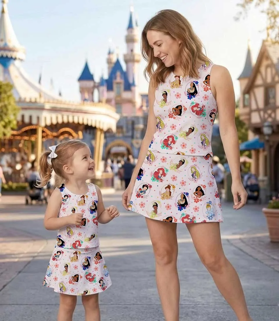 Retro Disney Princess Dress Set, Rapunzel Belle Cinderella Family Vacation Outfit - Image 7