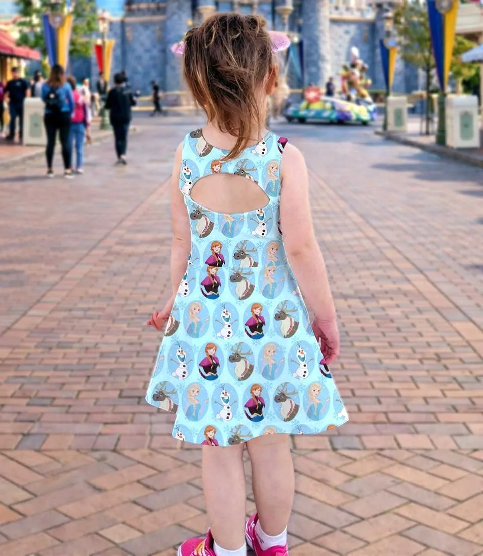 Coquette Elsa Kid Dress, Disney Frozen Ruffle Sleeve Vacation Outfit, Birthday Gift For Frozen Lover - Image 4