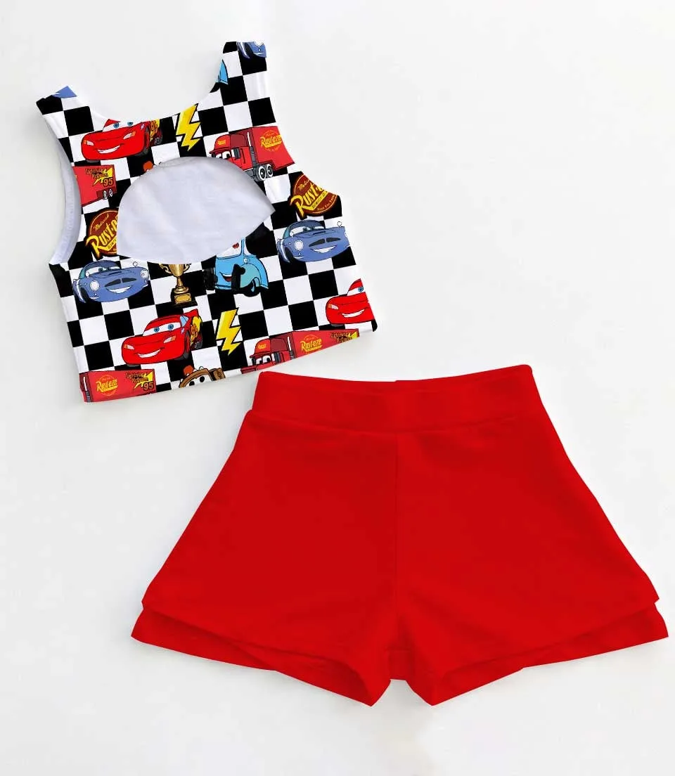 Lightning McQueen Disney Pixar Cars Dress Set, Sally Luigi McQueen Matching Vacation Outfit - Image 2