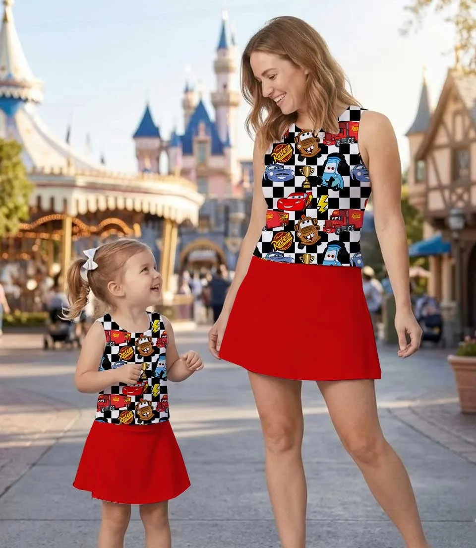 Lightning McQueen Disney Pixar Cars Dress Set, Sally Luigi McQueen Matching Vacation Outfit - Image 7