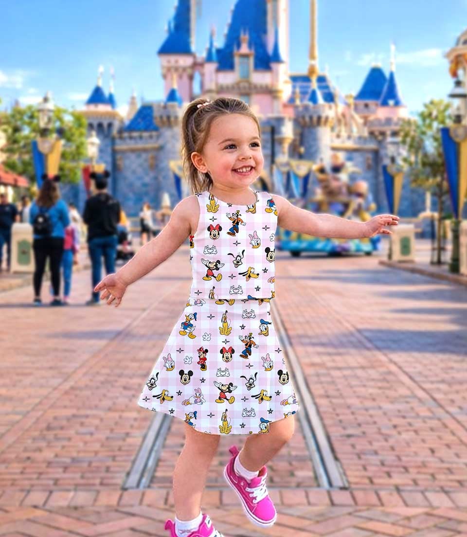 Disney Mickey and Friends Dress Set, Pink Gingham Vacation Outfit - Image 3
