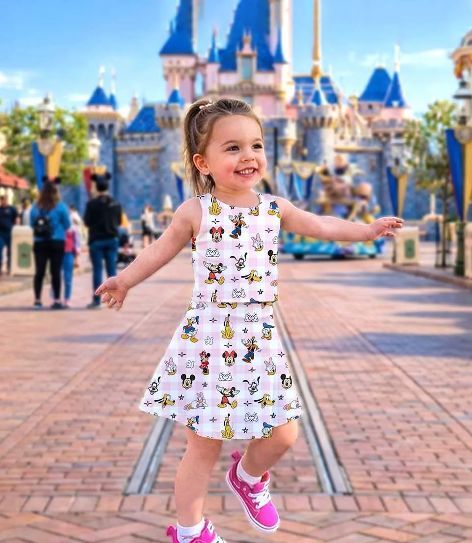 Disney Mickey and Friends Dress Set, Pink Gingham Vacation Outfit - Image 3