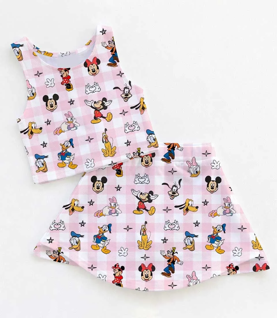 Disney Mickey and Friends Dress Set, Pink Gingham Vacation Outfit