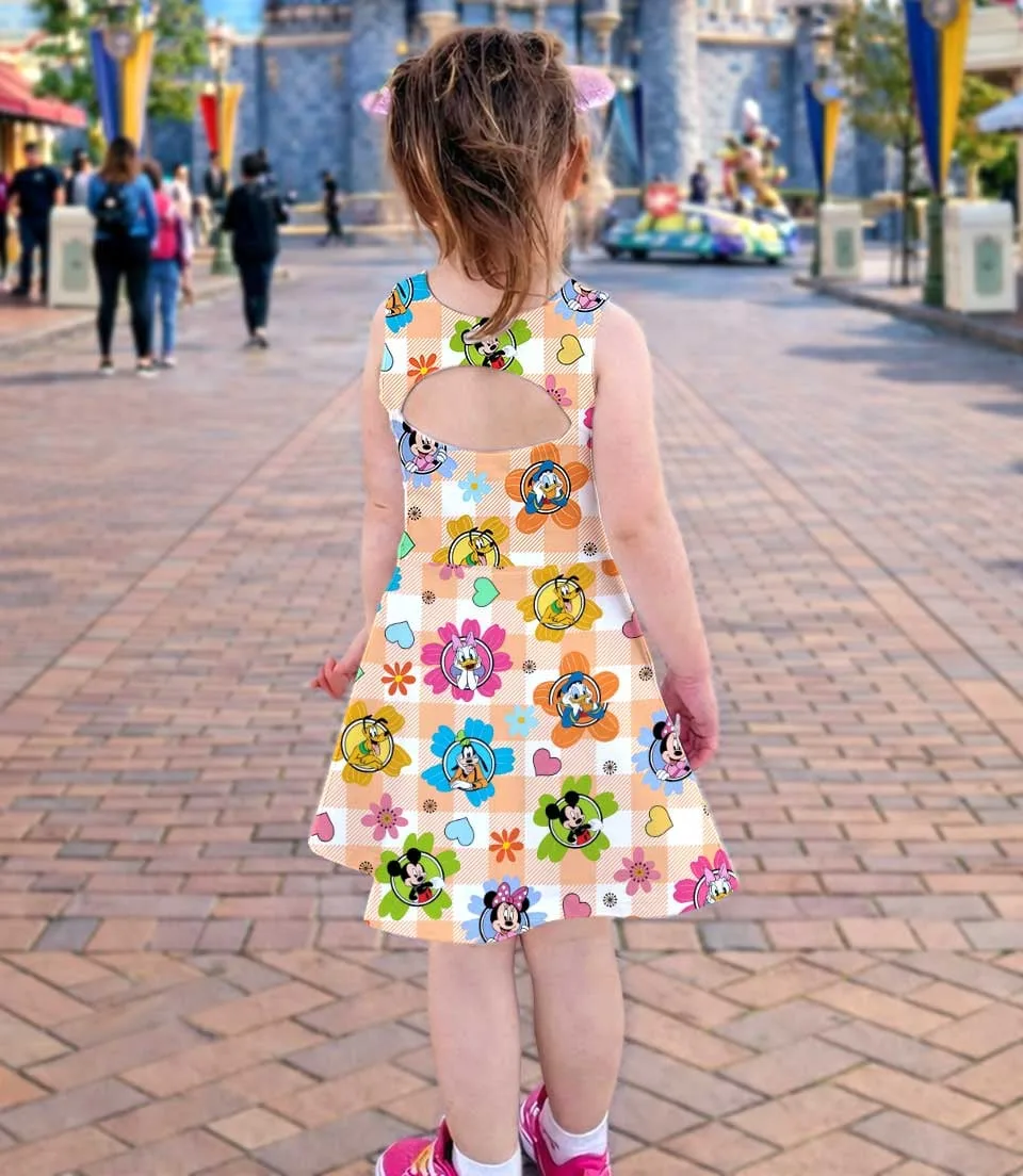 Disney Mickey and Friends Dress Set, Orange Gingham Vacation Outfit - Image 4