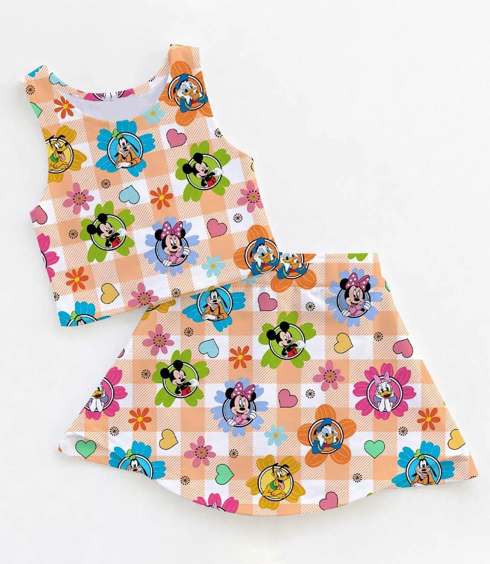 Disney Mickey and Friends Dress Set, Orange Gingham Vacation Outfit