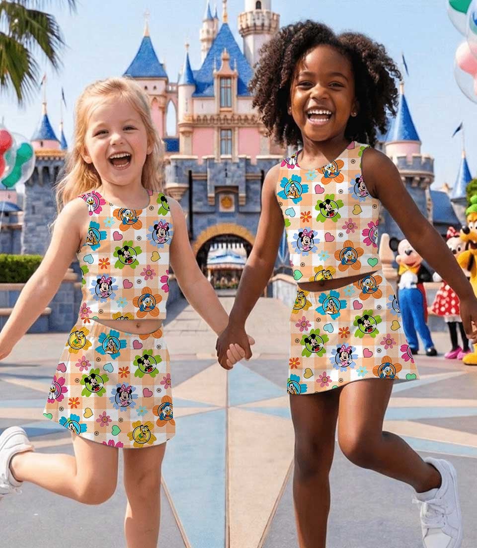 Disney Mickey and Friends Dress Set, Orange Gingham Vacation Outfit - Image 5