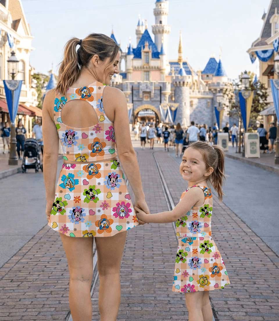 Disney Mickey and Friends Dress Set, Orange Gingham Vacation Outfit - Image 8