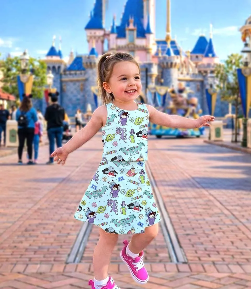Monster Inc Disney Dress Set, Coquette Tennis Skirt Vacation Outfit, Cartoon Movie Fan Gift - Image 3